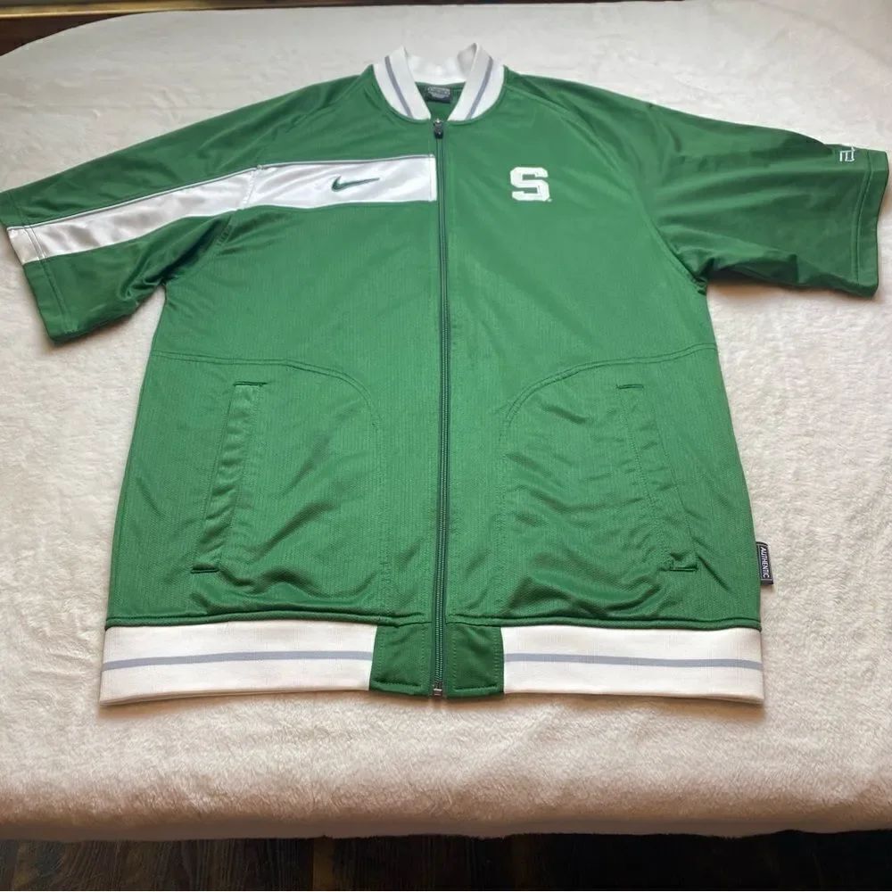 Nike Team Michigan Spartans Front Zip Shooting Warm Up Shirt Size Medium